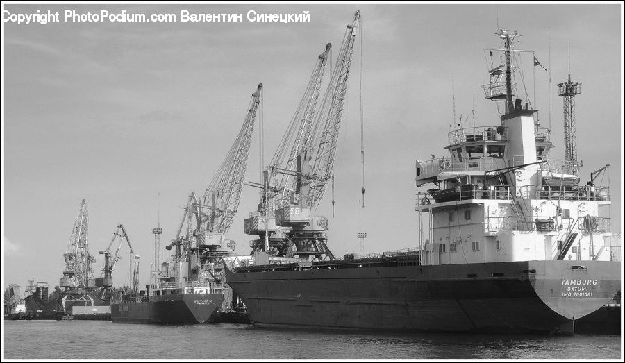 Constriction Crane, Cruise Ship, Ferry, Freighter, Ship, Tanker, Vessel