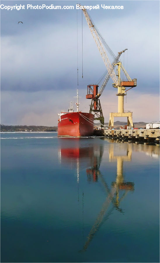 Constriction Crane, Freighter, Ship, Tanker, Vessel, Construction, Architecture