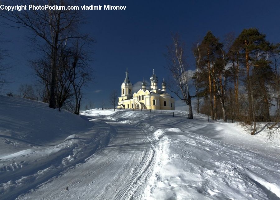 Architecture, Church, Worship, Ice, Outdoors, Snow, Housing