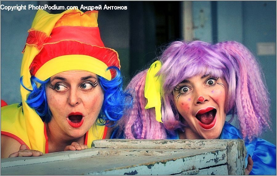 People, Person, Human, Clown, Performer, Female, Costume