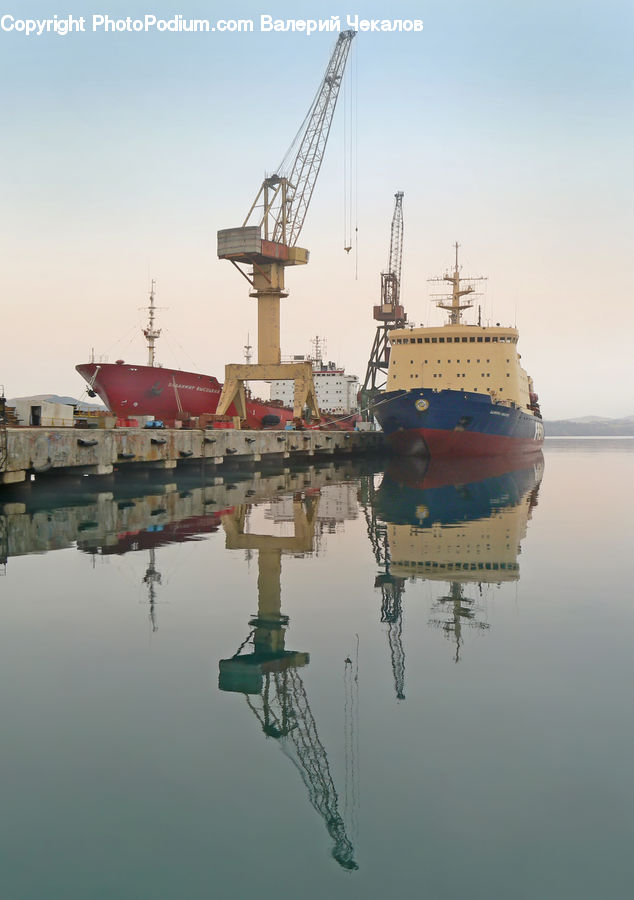 Constriction Crane, Icebreaker, Ship, Vessel, Dock, Landing, Pier
