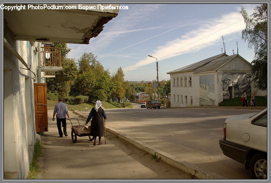 Automobile, Car, Vehicle, Building, Cottage, Housing, Plant