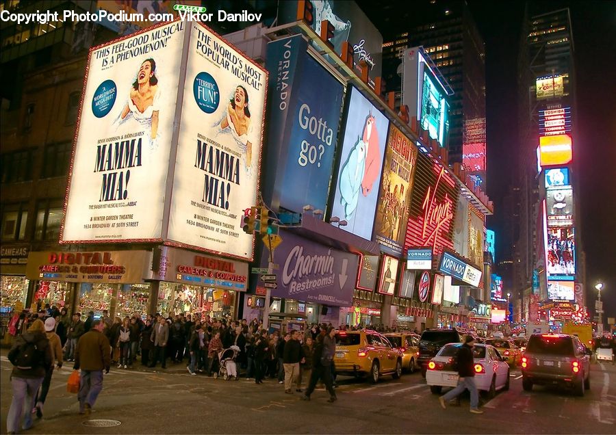 Automobile, Car, Vehicle, Billboard, City, Downtown, Boardwalk