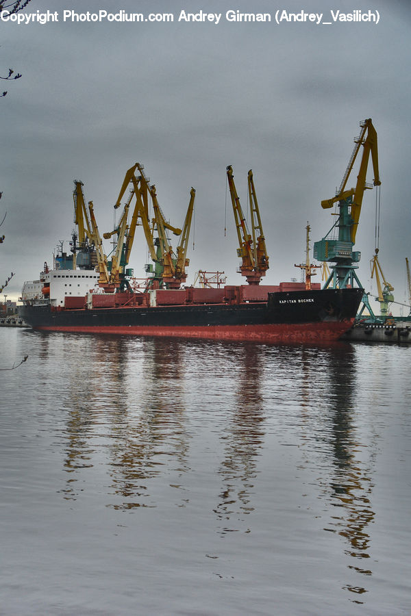Ferry, Freighter, Ship, Tanker, Vessel, Constriction Crane, Barge