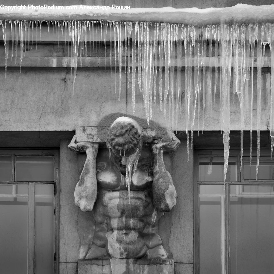 Ice, Outdoors, Snow, Art, Sculpture, Statue, Bench