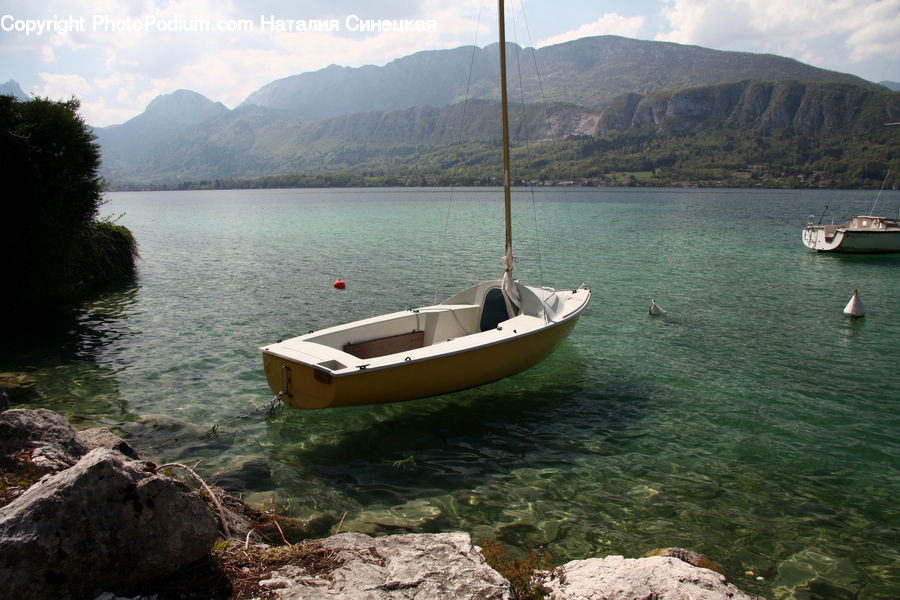 Boat, Dinghy, Watercraft, Yacht, Rock, Outdoors, Forest