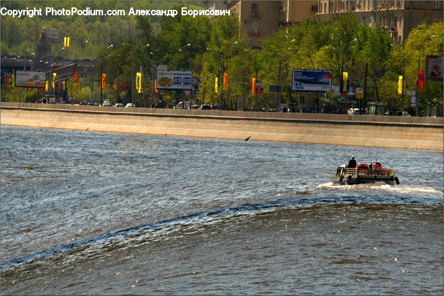 Jet Ski, Sign, Bus, Vehicle, Plant, Potted Plant, City