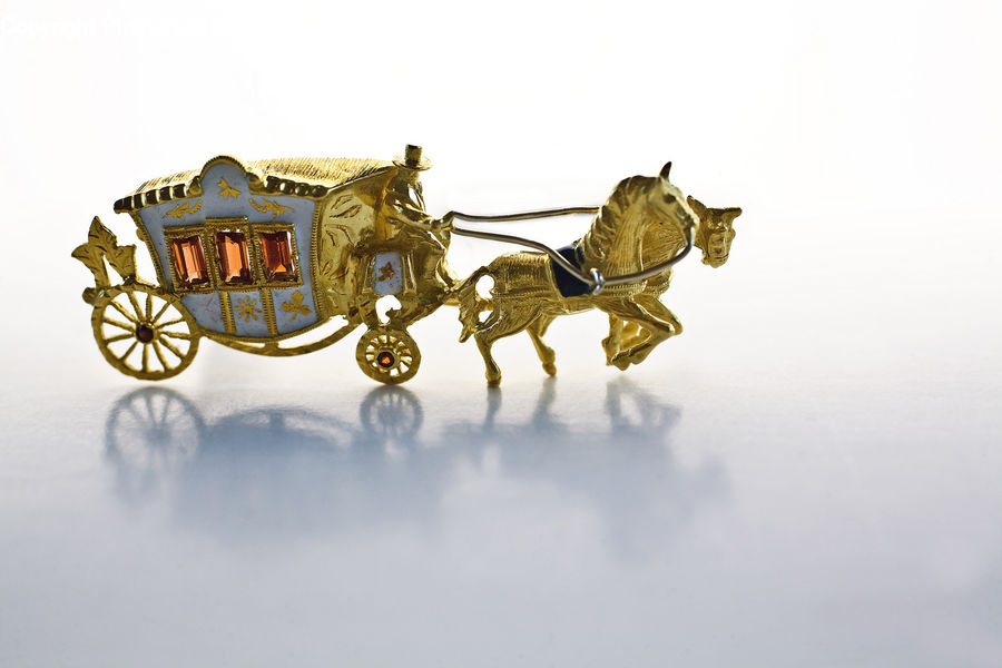 Buggy, Carriage, Vehicle, Horse Cart, Figurine, Brass Section, Badge