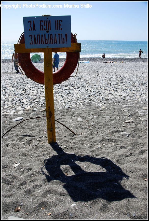 Sign, Shovel, Beach, Coast, Outdoors, Sea, Water