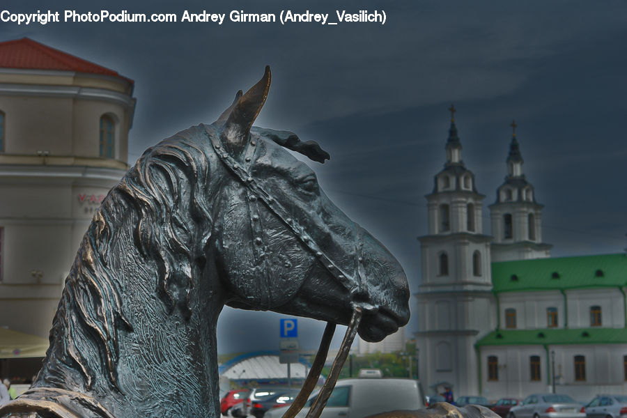 Head, Portrait, Architecture, Downtown, Plaza, Town Square, Fountain