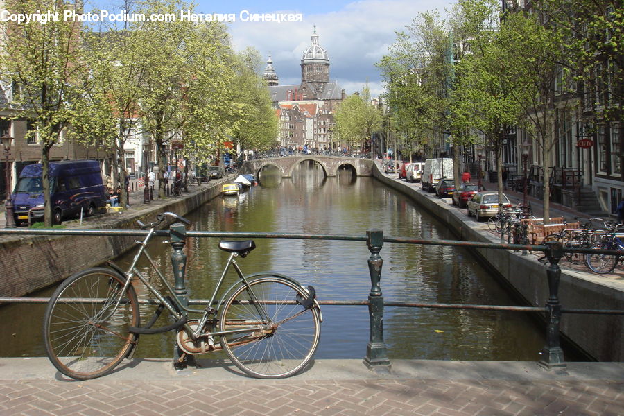 Canal, Outdoors, River, Water, Car, Van, Bicycle