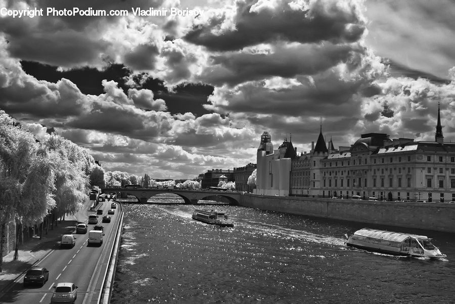 Cloud, Cumulus, Sky, Outdoors, River, Water, Architecture