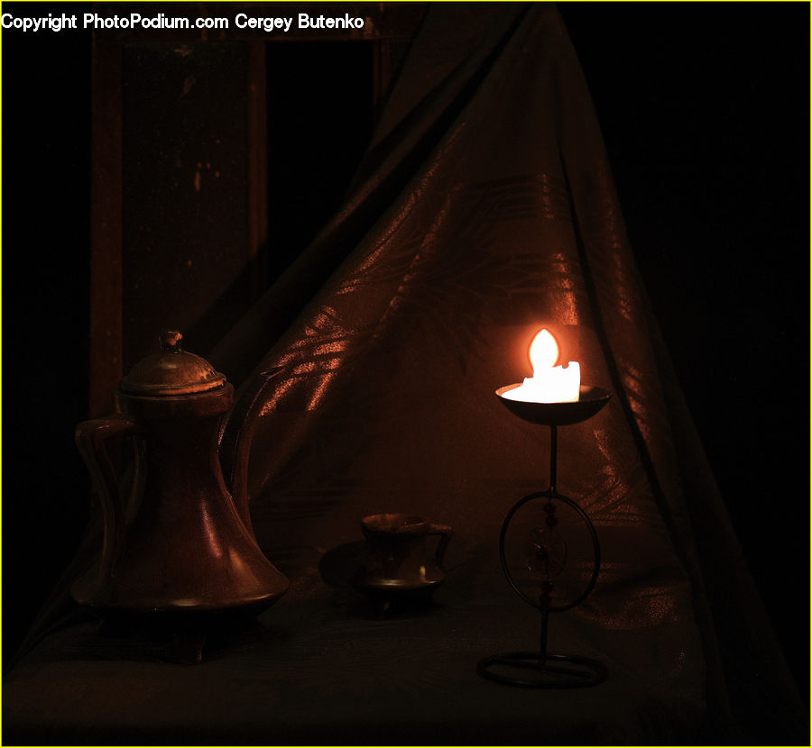 Candle, Lamp, Fire, Cup, Chair, Furniture, Light