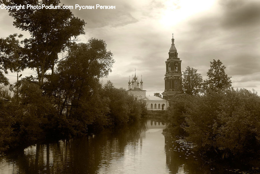 Canal, Outdoors, River, Water, Architecture, Church, Worship