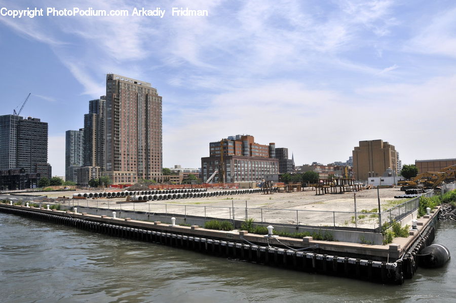 Barge, Boat, Tugboat, Vessel, Building, City, High Rise