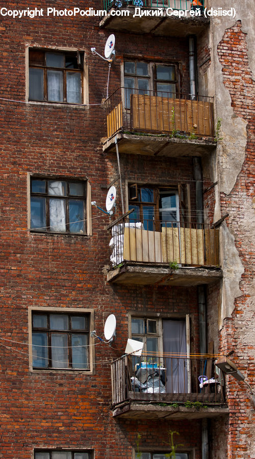 Brick, Balcony, Building, Housing, Window, Apartment Building, High Rise