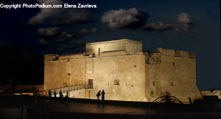 Castle, Fort, Night, Outdoors, Architecture, Box, Crate