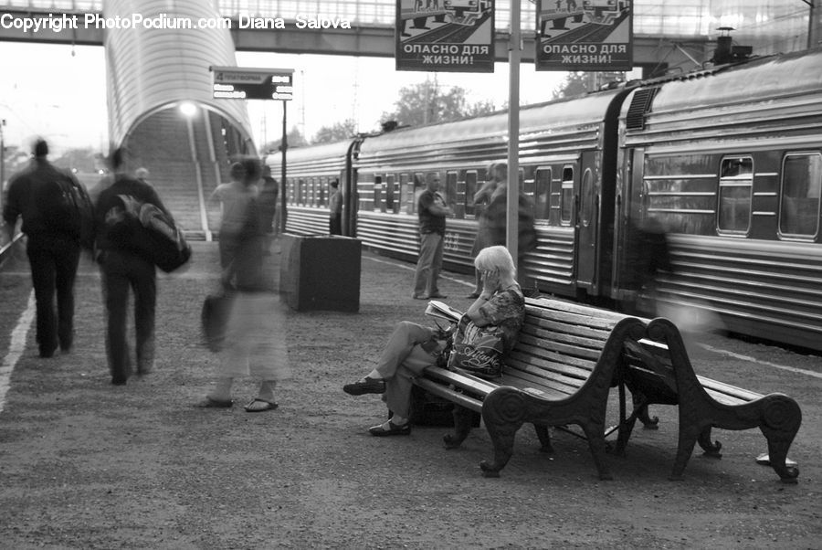 People, Person, Human, Bench, Train, Vehicle, Park Bench