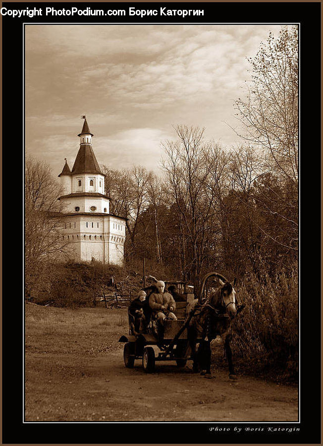 Architecture, Castle, Fort, Buggy, Carriage, Horse Cart, Wagon