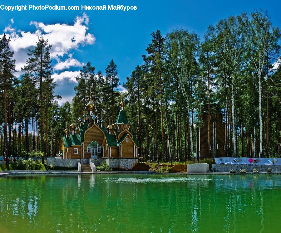 Building, Cottage, Housing, Hotel, Resort, Fountain, Water