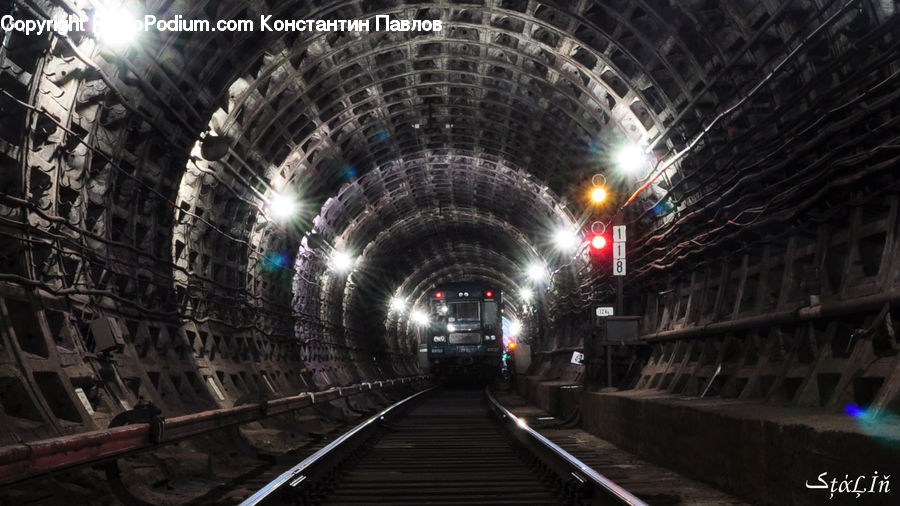 Tunnel, Subway, Train, Train Station, Vehicle, Fractal, Lighting