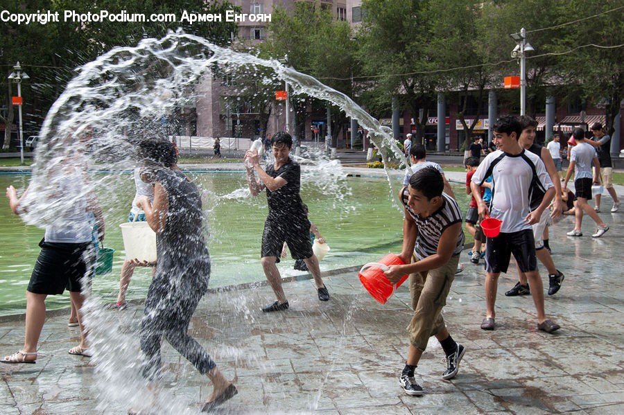 People, Person, Human, Fountain, Water, Bubble, Team