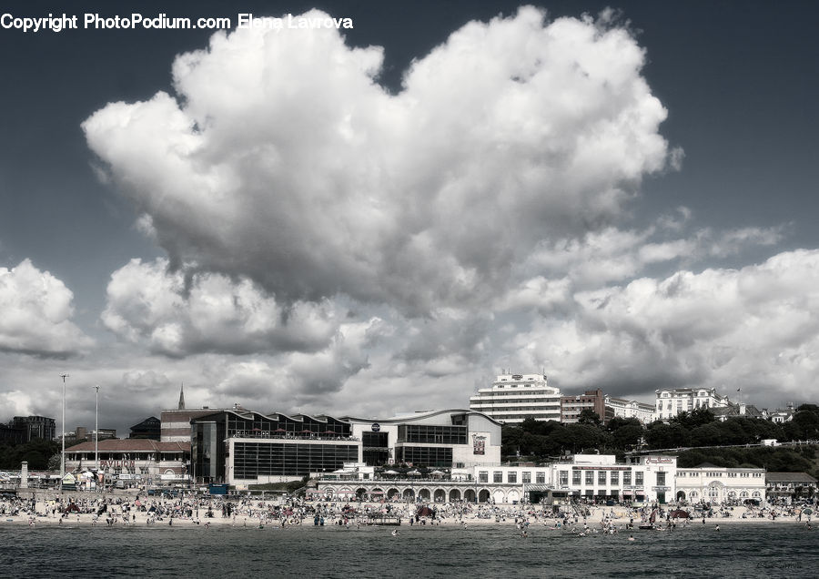 Cloud, Cumulus, Sky, Building, Downtown, Town, Outdoors