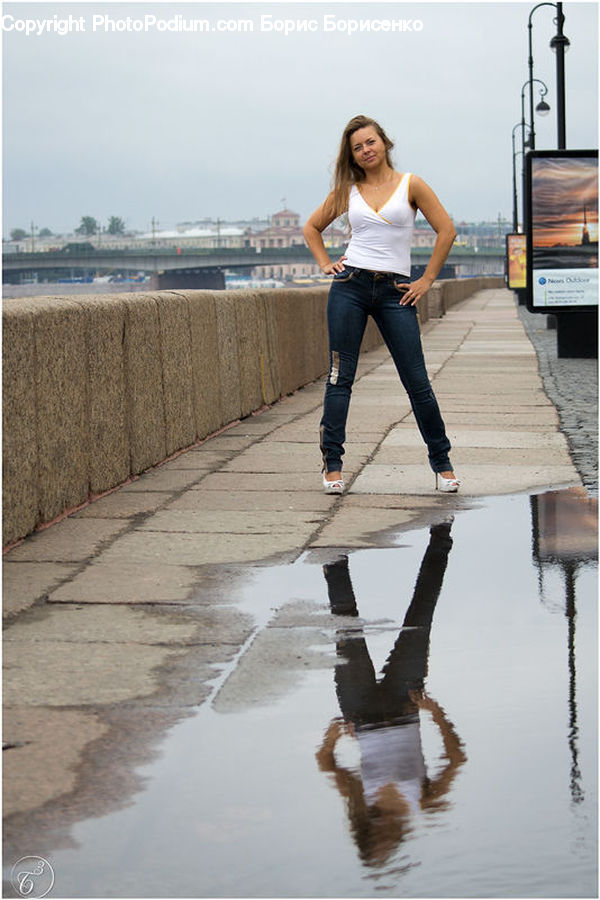 Human, People, Person, Puddle, Clothing, Denim, Jeans