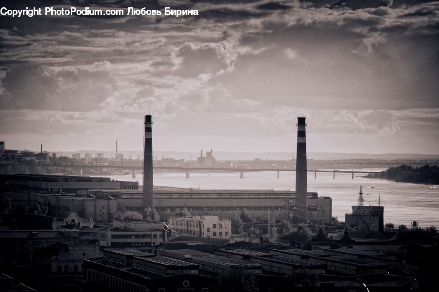 Cloud, Cumulus, Sky, City, Downtown, Urban, Factory