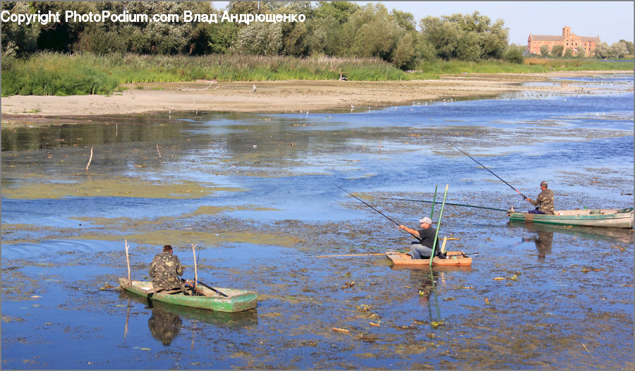 Boat, Canoe, Rowboat, Fishing, Field, Grass, Grassland