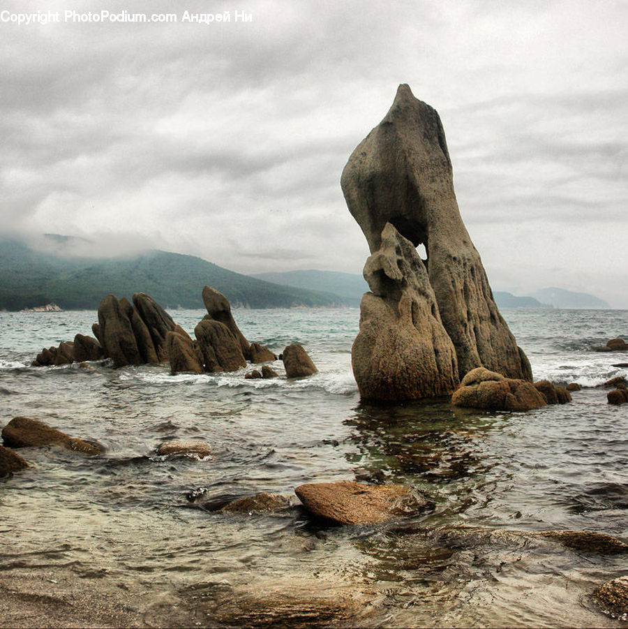 Rock, Beach, Coast, Outdoors, Sea, Water, Ocean