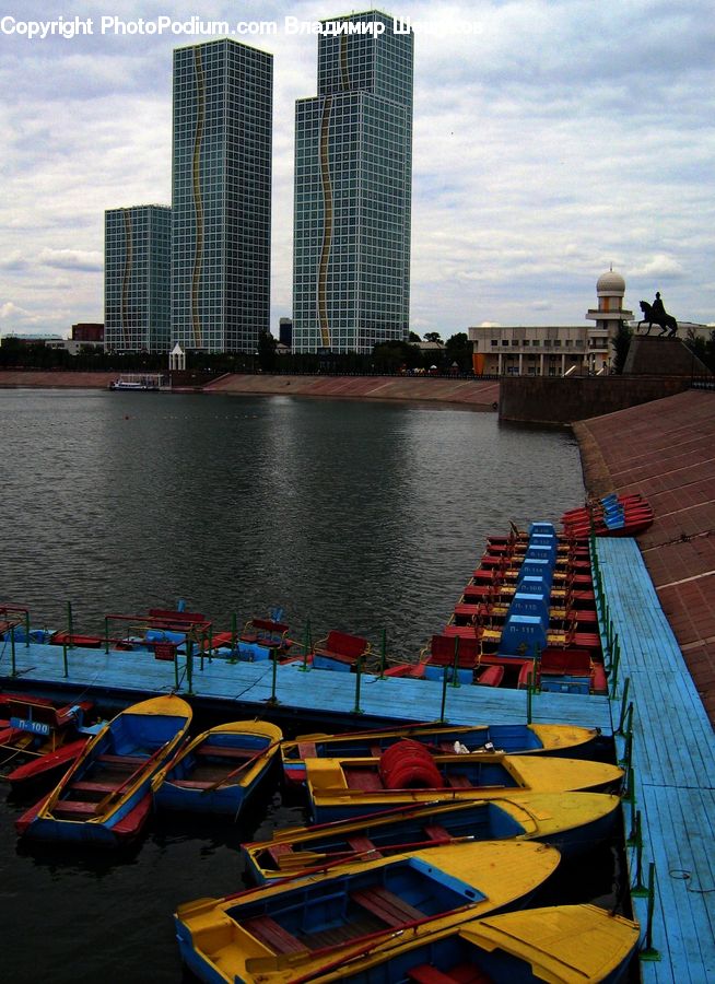 Boat, Watercraft, Dinghy, Building, Housing, Office Building, City