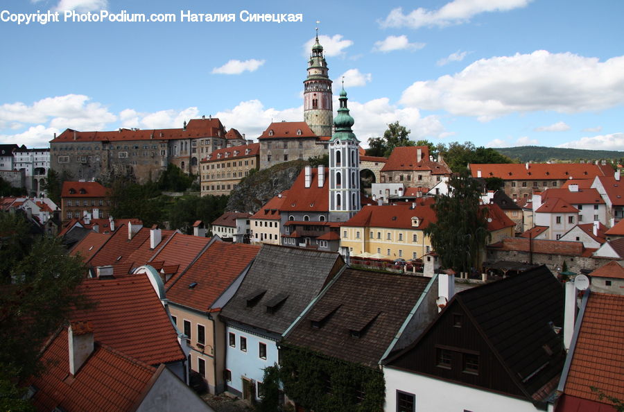 Roof, Brick, Building, Downtown, Town, Neighborhood, Tile Roof