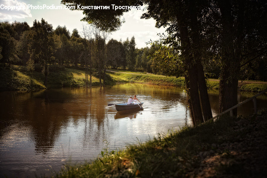 Boat, Canoe, Rowboat, Outdoors, River, Water, Forest