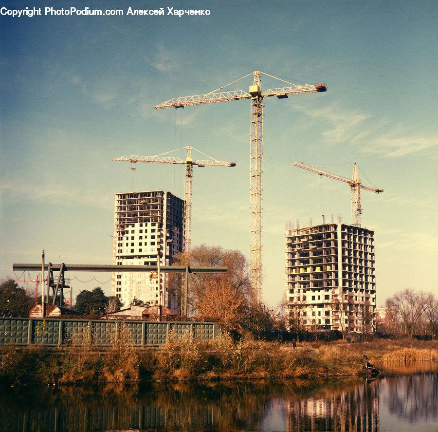 Constriction Crane, Construction, Building, City, High Rise, Housing