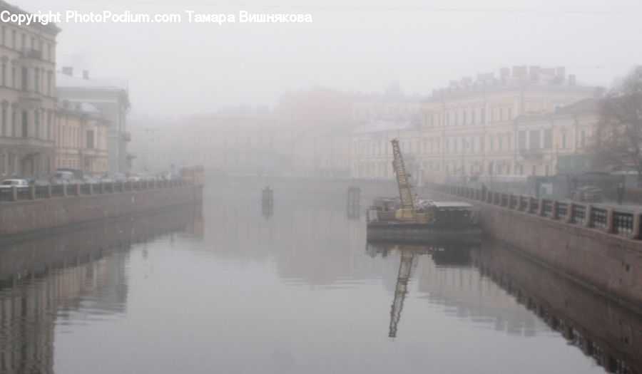 Canal, Outdoors, River, Water, Fog, Pollution, Smog