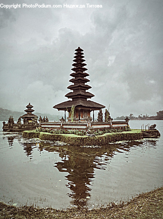Architecture, Pagoda, Shrine, Temple, Worship, Fountain, Water