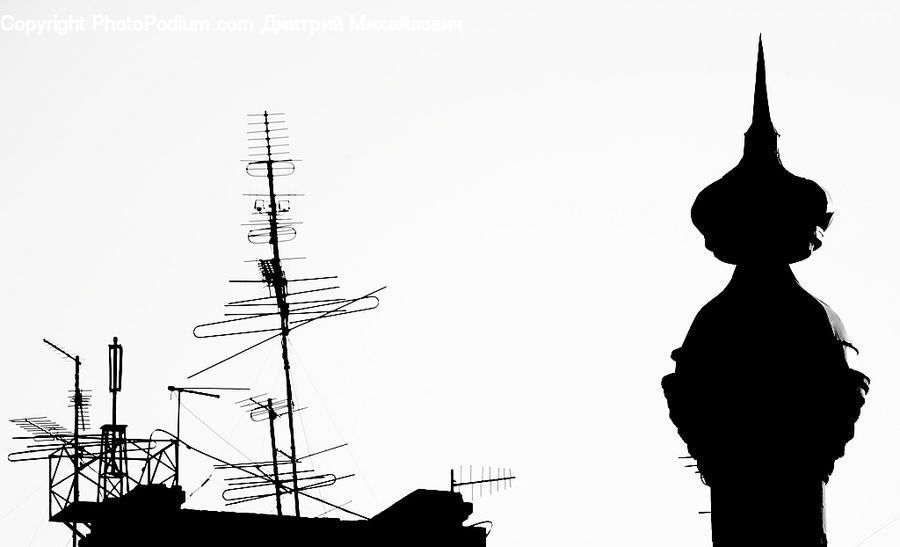 Silhouette, Antenna, People, Person, Human
