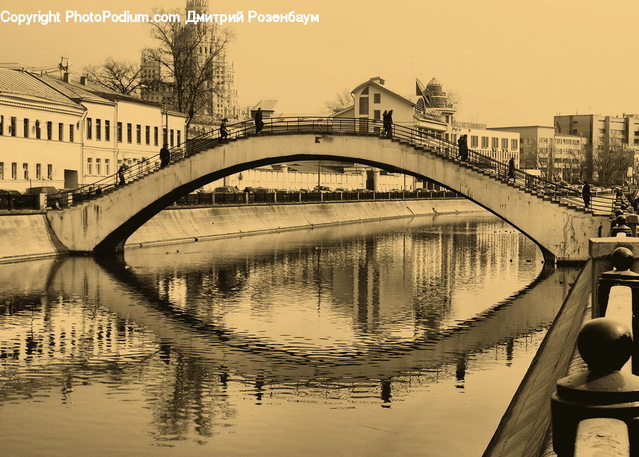 Bridge, Boat, Watercraft, Canal, Outdoors, River, Water