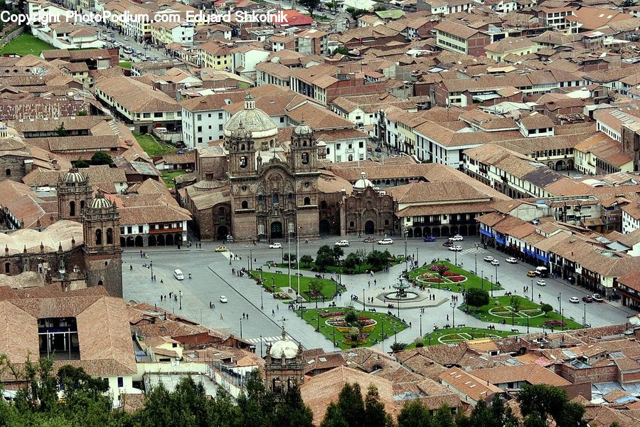 Aerial View, Architecture, Downtown, Plaza, Town Square, Building, Town