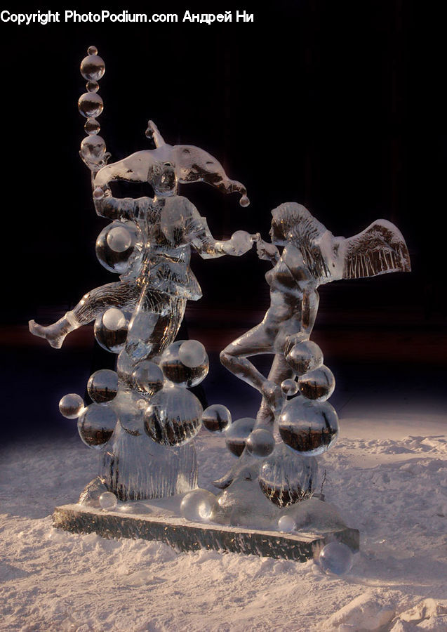 Art, Sculpture, Statue, Ice, Outdoors, Snow, Glass