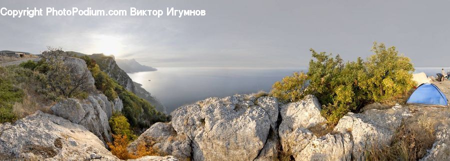 Coast, Outdoors, Sea, Water, Tent, Cliff, Rock