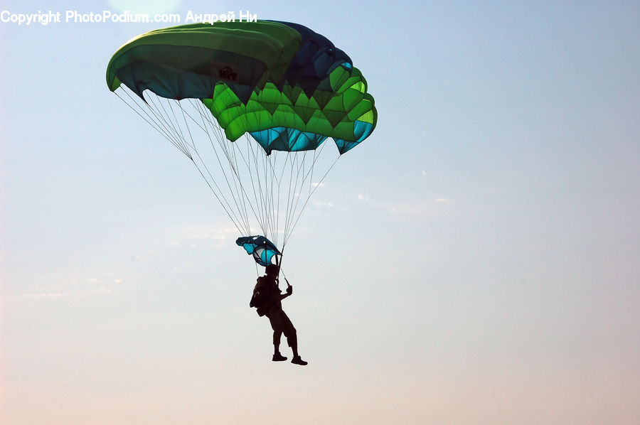 Adventure, Parachute, Flight, Gliding, People, Person, Human