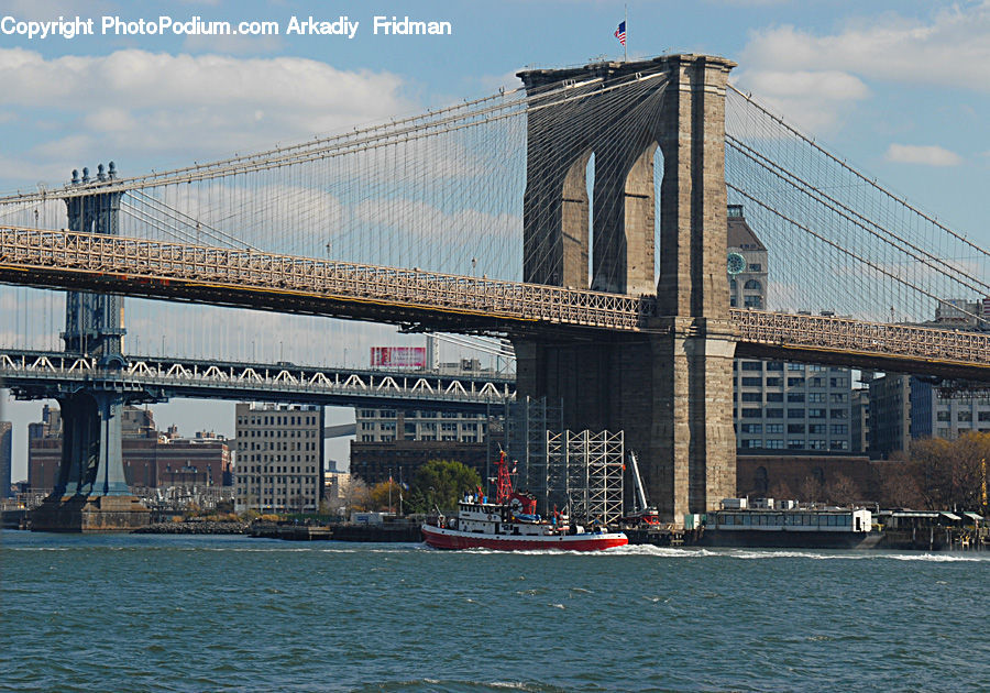 Bridge, Barge, Boat, Tugboat, Watercraft, Harbor, Port