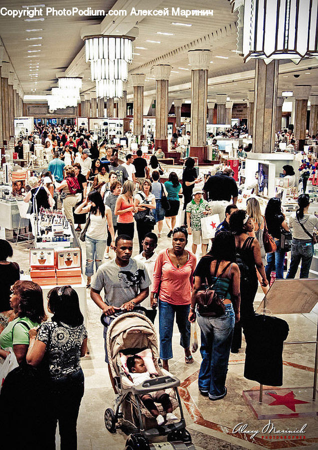 Stroller, People, Person, Human, Food Court, Bazaar, Market