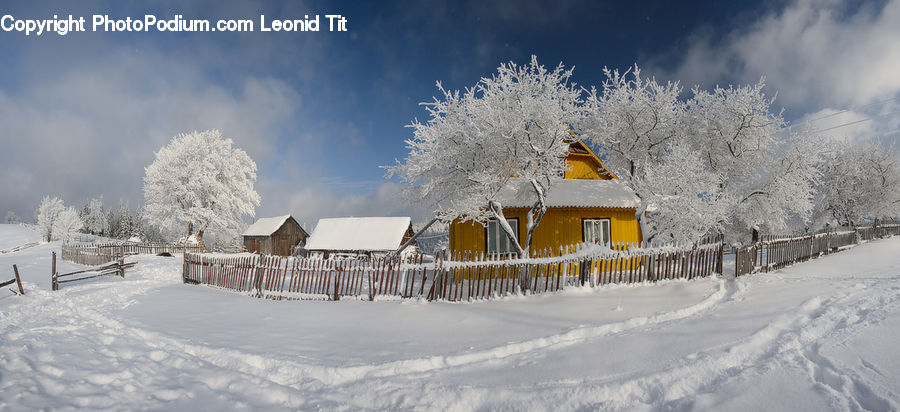 Ice, Outdoors, Snow, Frost, Building, Cottage, Housing