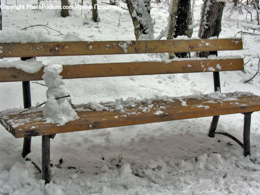 Ice, Snow, Snowman, Winter, Park Bench, People, Person