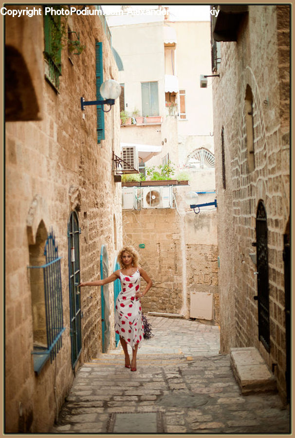 People, Person, Human, Female, Cobblestone, Pavement, Walkway