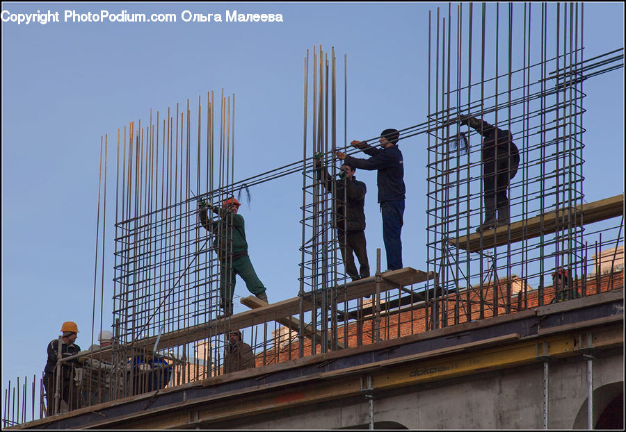 Construction, Person, Worker, Freeway, Overpass, Building, City