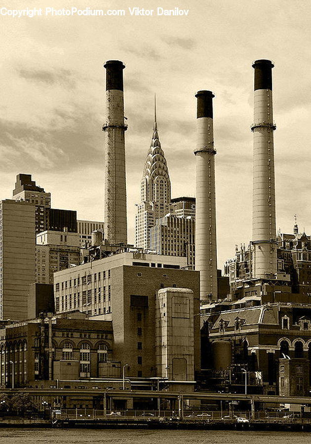 Power Plant, Factory, City, Downtown, Refinery, Urban, Metropolis